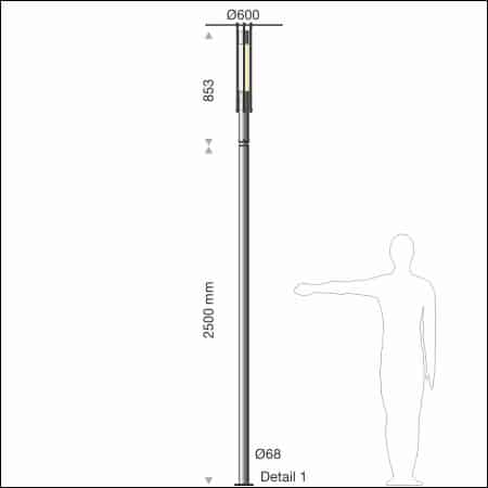 Light column FIACCO type 555/140 - technical drawing