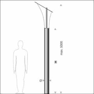Light column CIRCOLO type 030/510 inclined - technical drawing