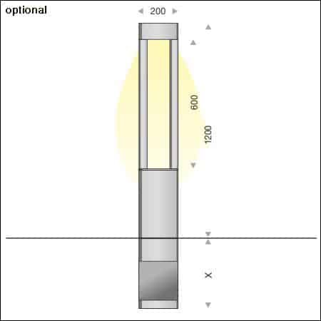 Bollard light COLLONA Q type 410 - technical drawing