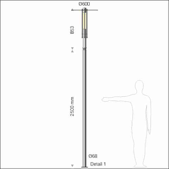 Light column FIACCO type 555/140 - technical drawing