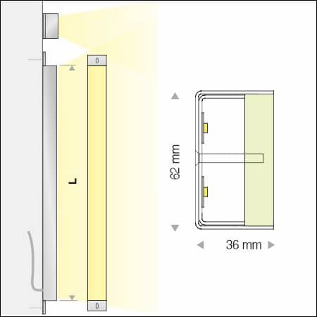 Recessed light / surface-mounted light LED LINE U60 - technical drawing