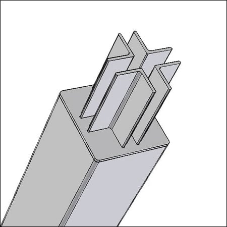 Poles 4-angle profile stainless steel - technical drawing