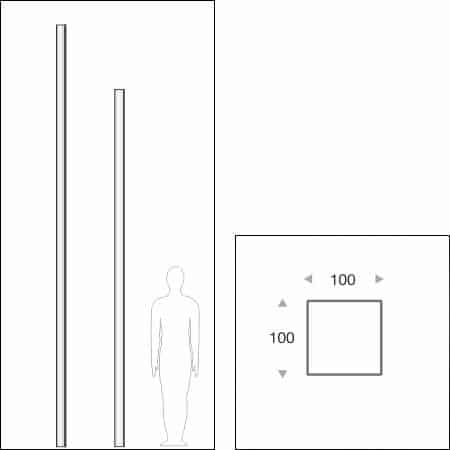 Poles Square tube stainless steel - technical drawing