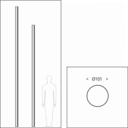 Poles round tube cylindrical stainless steel - technical drawing