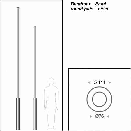 Round tubular steel poles - technocal drawing