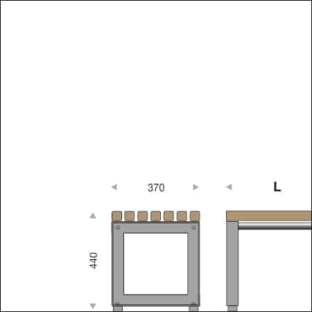 Seating bench QUADRATONE 1 - technical drawing