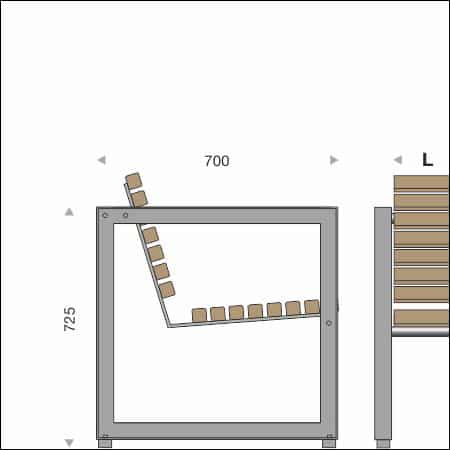 seating bench QUADRATONE 2 - technical drawing