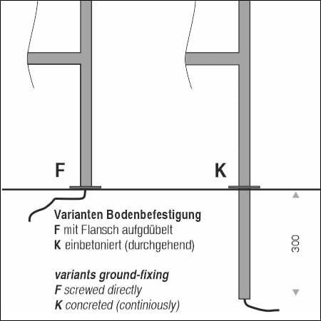 Bicycle rack QUADRATONE LED type A - technical drawing