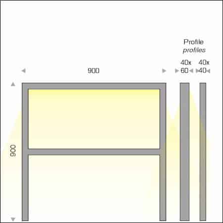 Bicycle rack QUADRATONE LED type B - technical drawing