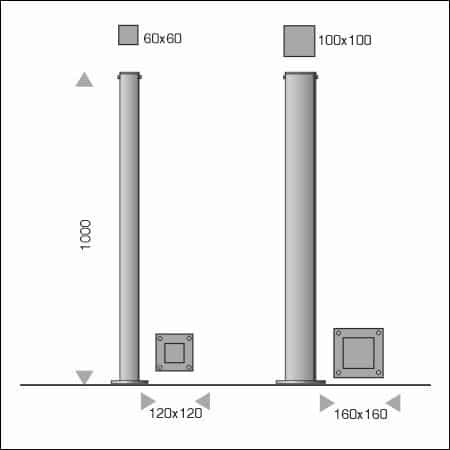 Bollard COLLONA 60×60 / 100×100 - technical drawing