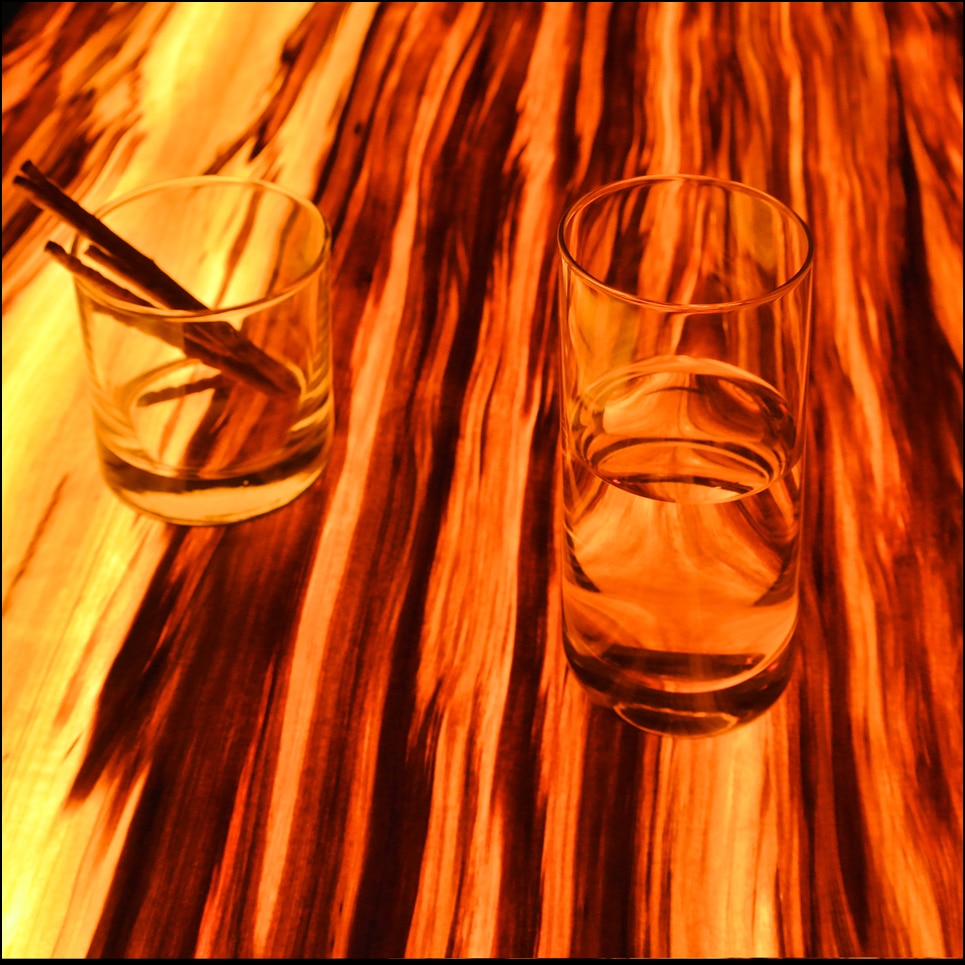 illuminated wooden table