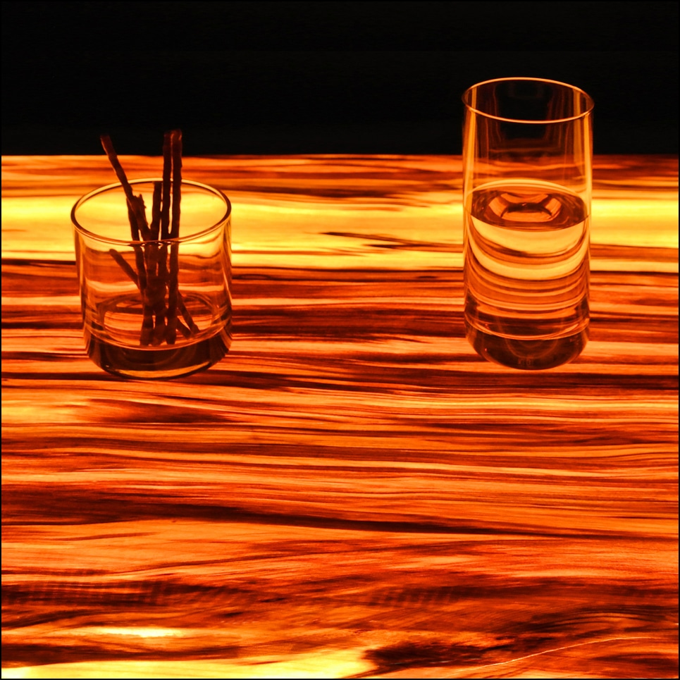 illuminated wooden table