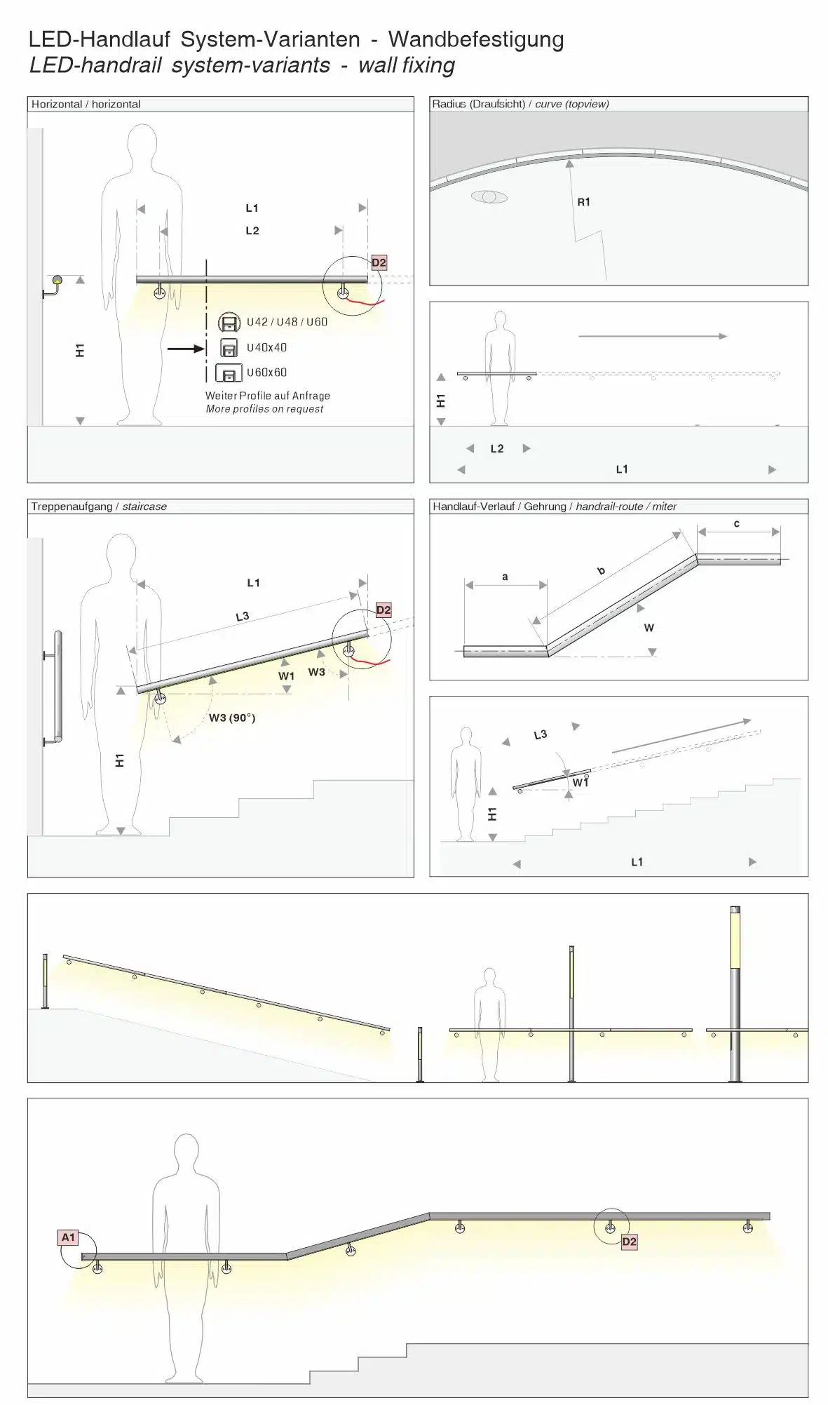 technical drawing for handrail with wall mounting 1
