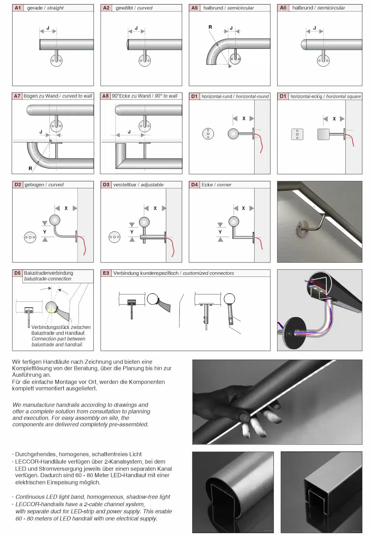 technical drawing for handrail with wall mounting 2