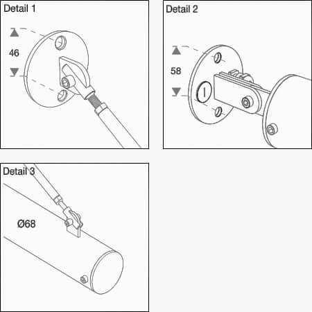 Wandleuchte FIACCOLA TYP 141 technische Detailzeichnungen
