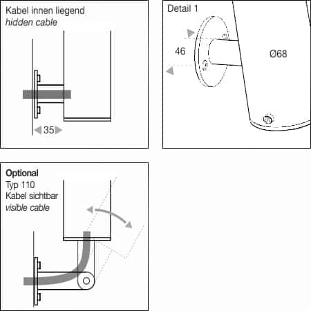 FIACCOLA TYP 111 Leuchtendetails Zeichnungen mit Massen
