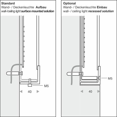 Technische Detailzeichnung Wand- / Deckenleuchte ANGOLARE Typ 565/300 für Innen und Außen