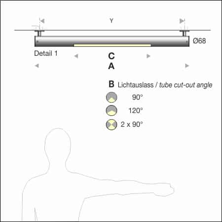 FIACCOLA Typ 211 - Grafik Masse und Lichtauslass