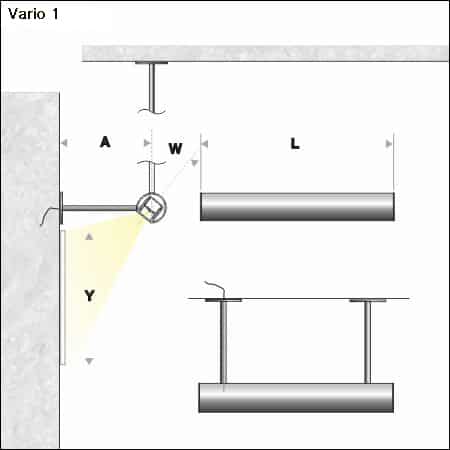 Technische Zeichnung Wandleuchte LIGHTLINE Typ 232 Vario 1