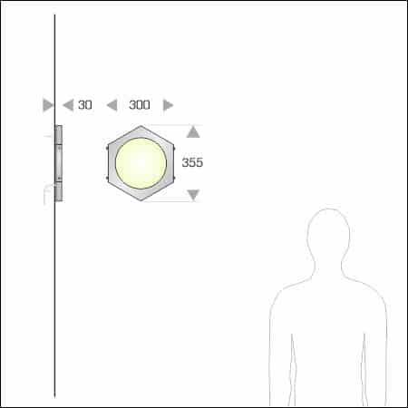 Technische Zeichnung Wand- / Deckenleuchte ANGOLARE SR