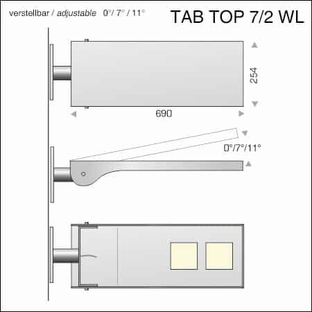 Technische Zeichnung Wandleuchte LED-TAB TOP Typ 7