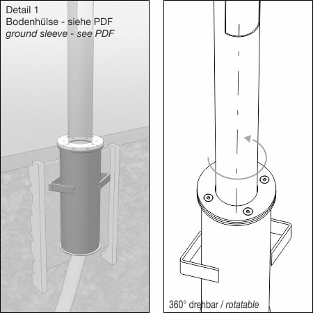 Bodenhülse für Pollerleuchte FIACCOLA Typ 410 EL - technische Zeichnung