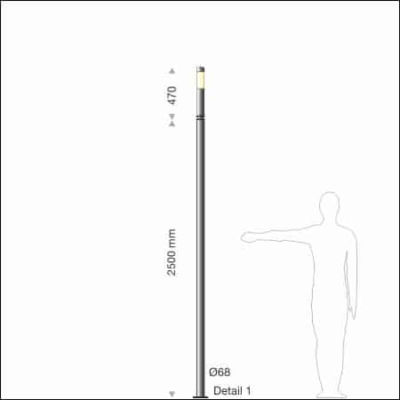 Standrohrleuchte FIACCO Typ 500/140 - technische Zeichnung