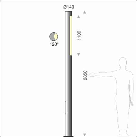 Standrohrleuchte COLLONA Typ 070/510 - technisch Zeichnung