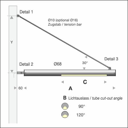 Mastleuchte FIACCOLA Typ 641 - technische Zeichnung