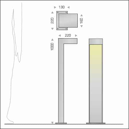 Pollerleuchte CUBANO Typ 410 - technische Zeichnung