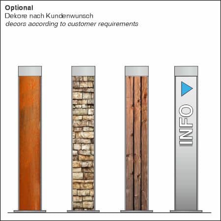 Pollerleuchte CUBANO Typ 410 - Dekore nach Kundenwunsch