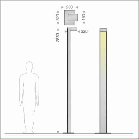 Standrohrleuchte CUBANO Typ 510 - technische Zeichnung