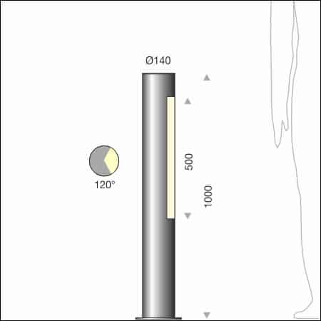 Pollerleuchte COLLONA Typ 050/410 -technische Zeichnung