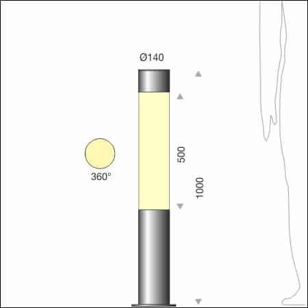 Pollerleuchte COLLONA type 060/410 - technische Zeichnung