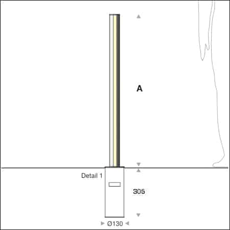 Pollerleuchte LIGHTLINE Typ 410 - technische Zeichnung