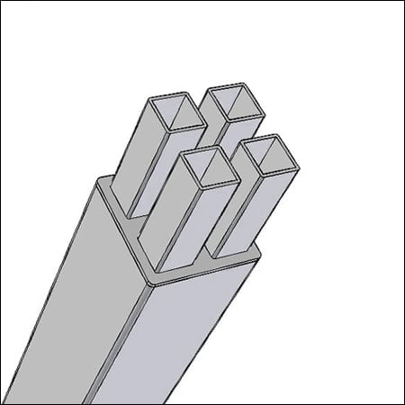 Masten 4-Quadratrohrprofil aus Edelstahl - technische Zeichnung