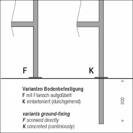 Fahrradparker / -ständer QUADRATONE R Typ A - technische Zeichnung
