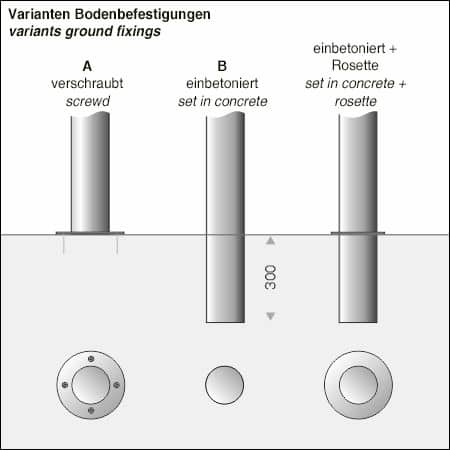 Absperrpoller COLLONA D114 / D140 - technische Zeichnung