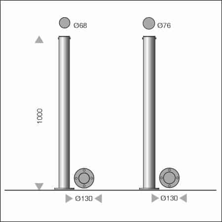 Absperrpoller COLLONA D68 / D76 - technische Zeichnung