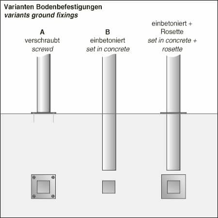 Absperrpoller COLLONA 60×60 / 100×100 - technische Zeichnung
